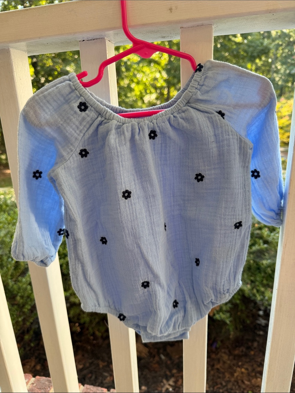 crown & ivy Light Blue Embroidered Floral Baby Bubble